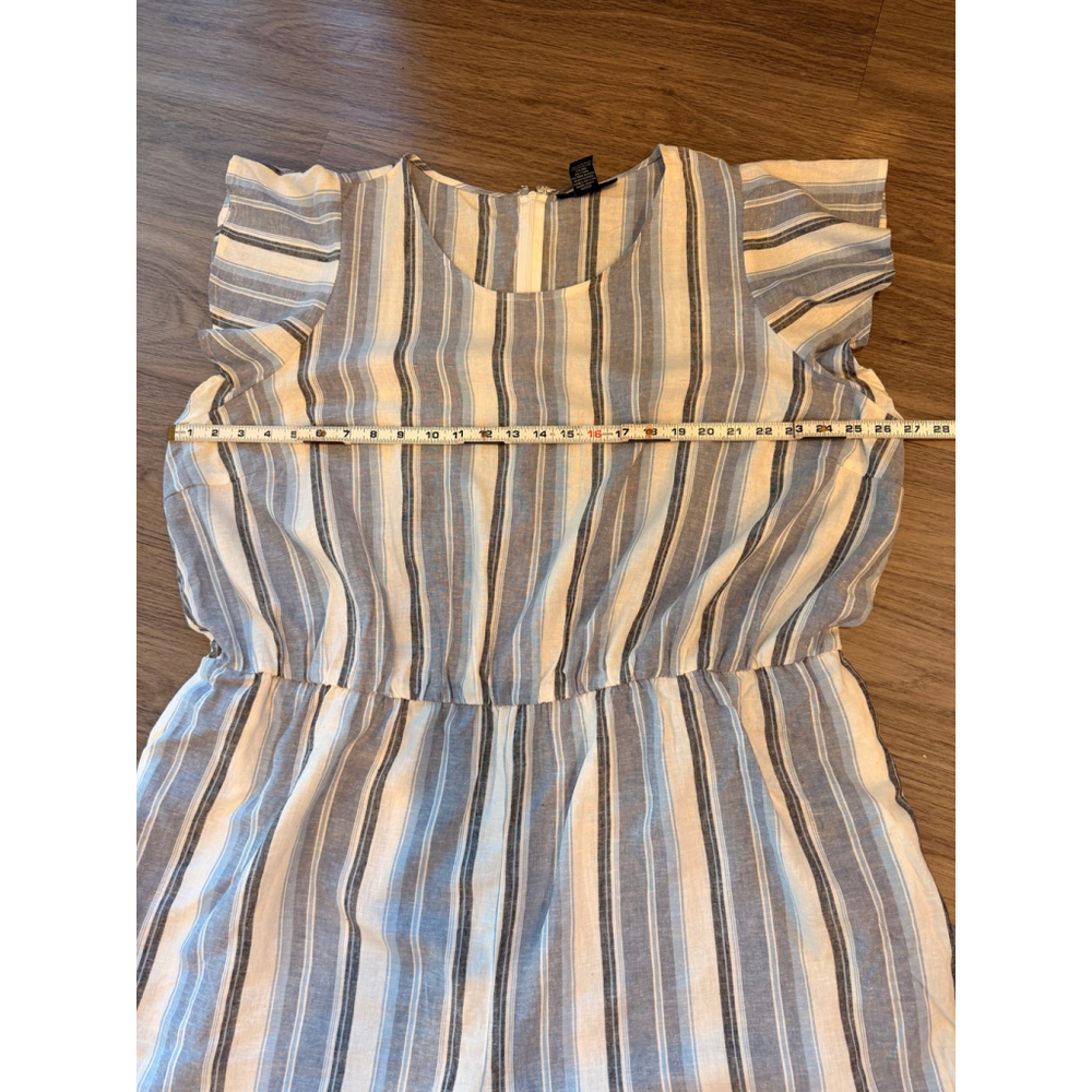 Women's LANE BRYANT Plus Size 24 Striped Jumpsuit Blue White Linen Blend Coastal - Picture 4 of 11